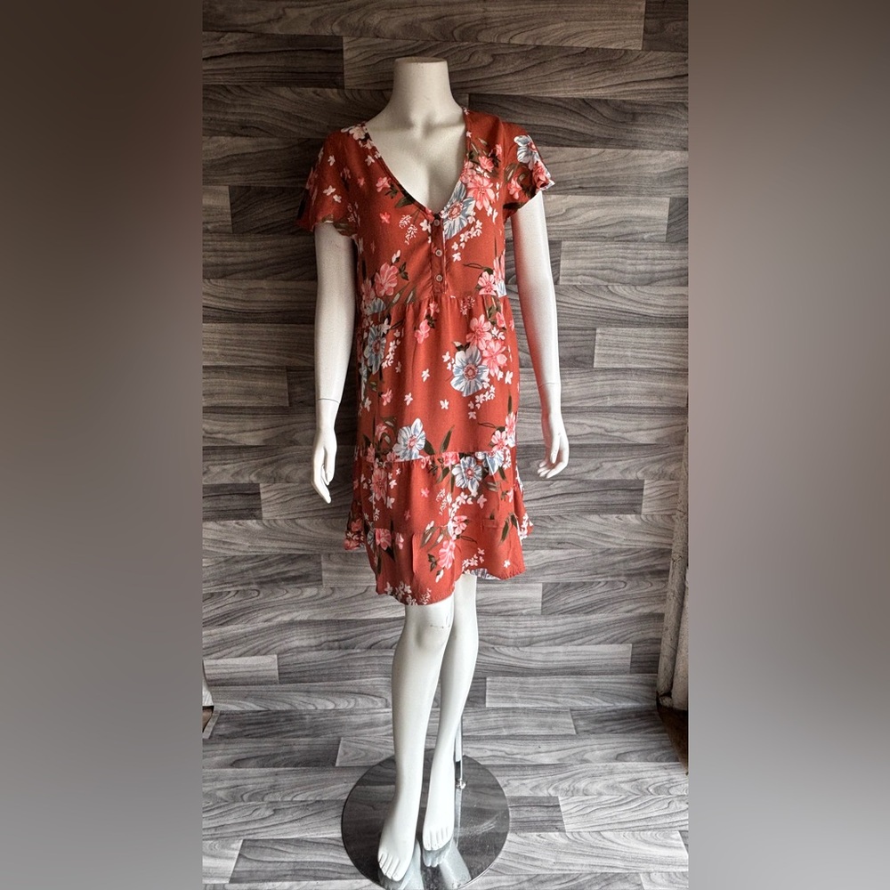 Derek Heart Orange Mini Sundress with Flutter Sleeves